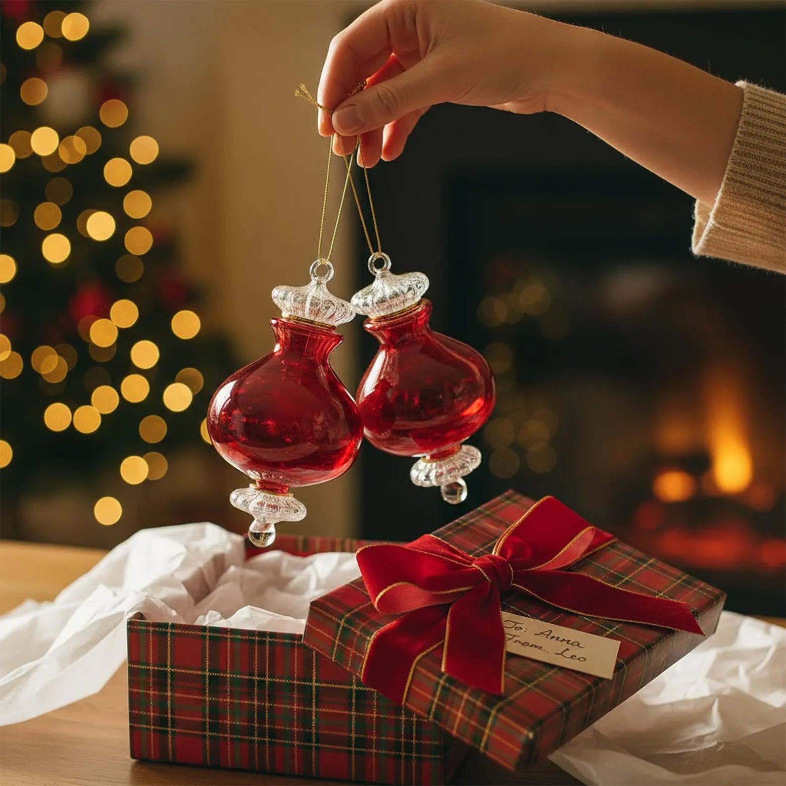 Blown glass Christmas ornament